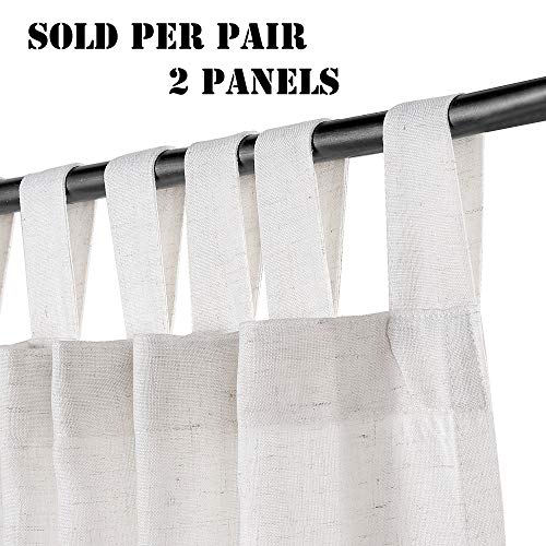 H.VERSAILTEX Living Room Linen Curtains Home Decorative Off White Tab Top Curtains Privacy Added Energy Saving Light Filtering Window Treatments Draperies for Bedroom, 2 Panels, 52 x 84 - Inch - Image 4