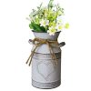 MISIXILE Vintage Metal Galvanized Vases Rustic Milk Jug Vase With Heart ShapedSmall Farmhouse Decor For Kitchen BathroomLiving Room 75Misty Grey 0 100x100