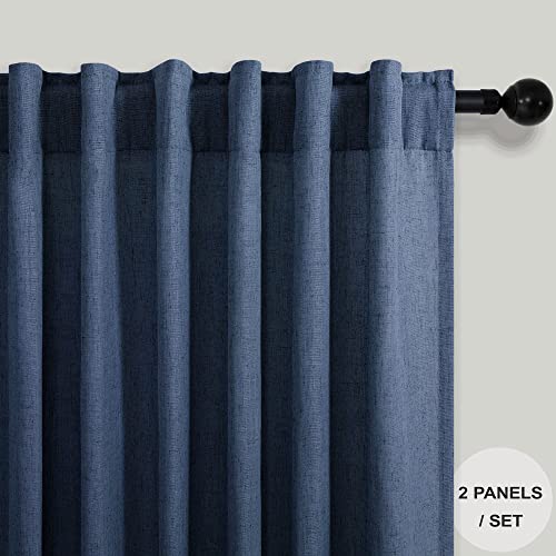Navy Blue Curtains 84 Inch Length for Bedroom 2 Panels Back Tab Pocket Drapes Light Filtering Semi Sheer Dark Blue Curtains for Living Room Boys Space Nautical Boho Farmhouse Decor 52x84 Long Indigo - Image 3