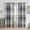 Romantex Grey Buffalo Check Window Curtains 84 Inch Long 2 Panels For Bedroom And Living Room Linen Textured Gingham Farmhouse Rustic Semi Sheer Stripe Curtains Light Filtering Grommet Top 52 Wx84 L 0 100x100