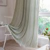 RoomTalks Sage Green Modern Farmhouse Linen Curtains For Bedroom Living Room 63 Inch Length Light Filtering French Country Boho Chic Tassel Window Curtain Panels Bohemian Draperies 63L X 54W 0 100x100