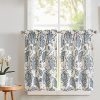 Vangao Kitchen Curtains Cafe Linen Tier Curtains 24 Inch Length Paisley Scroll Floral Print Farmhouse Medallion Vintage Short Small Half Window Curtains Rod Pocket 2 Panels Blue On Beige 0 100x100