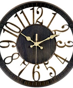 Vaupan Non Ticking Silent Wall Clocks 12 Inch Battery Operated Quartz Vintage Decor Clock 3D Numeral Round Wall Clock Easy To Read For Rustic Farmhouse Living Room Home Office School Bronze 0 300x360