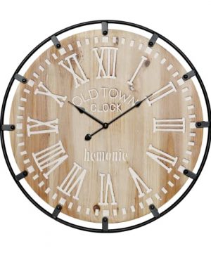 Hemonie Wall Clock Large Wall Decor Clock24 Inch Silent Non Ticking Battery Operated Rustic Wooden Hanging Clock For Living Room Bedroom Office RestaurantetcBattery Not Include 0 300x360
