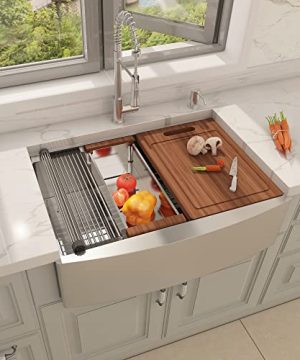 30 Farmhouse Sink HERCATE 30 X 22 Stainless Steel Workstation Kitchen Sink Ledge Kitchen Sink Single Bowl Apron Front Kitchen Sink With Integrated Ledge 0 300x360