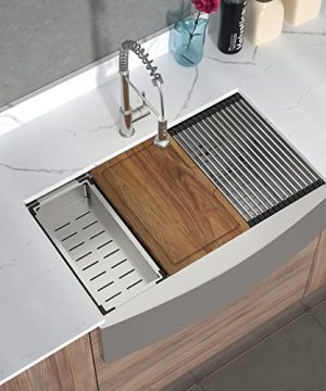 33 Farmhouse Kitchen Sink IOROYO 33 X 22 Inches Apron Front Stainless Steel Workstation Single Bowl 18 Gauge Farm Undermount Kitchen Sink 0 300x360
