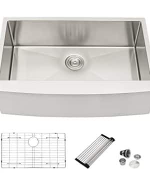 33 Farmhouse Kithen Sink Dcolora 33 Inch Stainless Steel Apron Front Farm Kitchen Sink With Round Corner X Grooves Rubber Pads 16 Gauge Single Bowl Farm Sink Farmer Basin 0 300x360