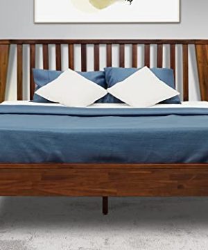 Acacia Kaylin Wooden Bed Frame With Headboard Solid Wood Platform Bed With Wood Slat Support No Box Spring Needed Queen US Standard Chocolate 14 Inch V1 0 300x360