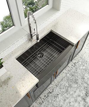 Couoko 30 Inch Farmhouse Sink Apron Front Gunmetal Black Stainless Steel 18 Gauge Single Bowl Farm Kitchen Sink Basin30x21x9 0 300x360