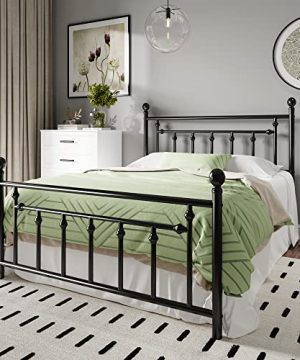 HOOMIC Queen Size Metal Platform Bed FrameVictorian Style Iron Art Headboard And Footboard 14 Inches Mattress Foundation For StorageNo Box Spring NeededEasy AssemblyBlack 0 300x360