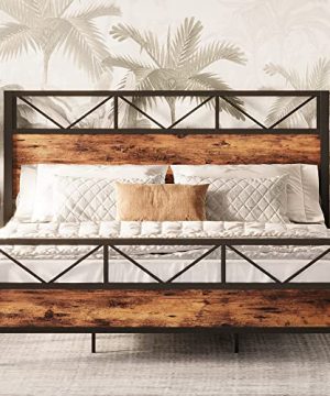 LIKIMIO King Bed Frame Tall Industrial Headboard 512 Platform Bed Frame King With Strong Metal Support Solid And Stable Noise Free No Box Spring Needed Easy Assembly 0 300x360
