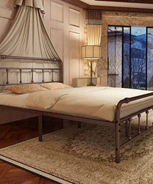 Ponsalion Queen Bed Frame With Headboard And Footboard Set Platform Bed Frame Queen Size16 Inches Highno Box Spring NeededEasy To AssembleBrown 0 300x360