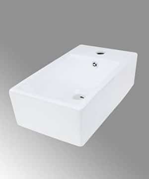 Renovators Supply Manufacturing CASKE Countertop Vessel Sink 17 78 In White Ceramic Rectangular Bathroom Sink With Overflow And Single Faucet Hole 0 300x360