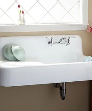 Signature Hardware 349614 42 18 Wall Mounted Single Basin Cast Iron Kitchen Sink 0 300x360