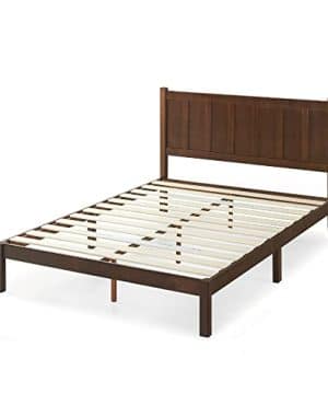 Zinus Adrian Wood Rustic Style Platform Bed With Headboard No Box Spring Needed Wood Slat Support Queen 0 300x360
