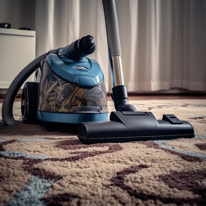 vacuum cleaning a farmhouse area rug
