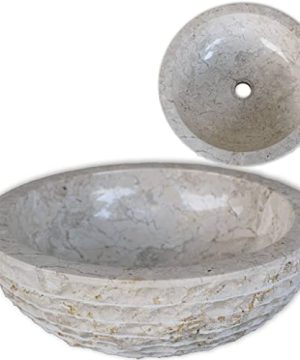 VidaXL Basin Marble 157 Cream Natural Stone Bathroom Washbowl Lavatory Sink 0 300x360