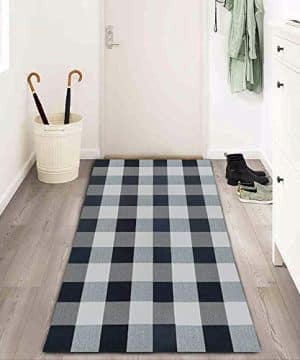  Blue White Level Lines Area Rug, Simple Throw Rug, Large Area  Rug Non Slip Machine Washable for Entryway Office Living Room Dining Room  Bedroom Kitchen Farmhouse Backyard Deck Floor Decor-6ft×9ft 