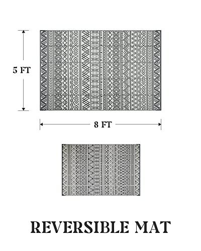 MontVoo-Outdoor Rug Carpet Waterproof 5x8 ft Reversible Patio Rug RV Camping Rug-Plastic Straw Rug Outside Indoor Outdoor Area Rug for Patio Clearance Balcony Picnic Beach Deck-Outdoor Decor Boho - Image 3