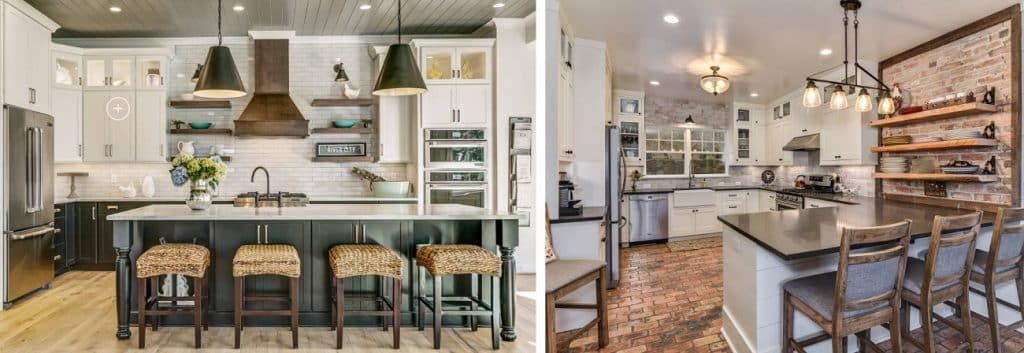farmhouse kitchens with open shelving