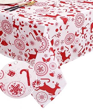 RUGSREAL Christmas Rectangle Table Cloth Waterproof Fabric Table Cover Outdoor Indoor Decorative Tablecloths For Dining Table Kitchen And Camping White 52 X 70 Inch 0 300x360