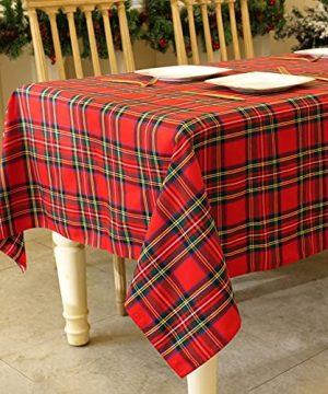 RUIBAO HOME Red Plaid Christmas Tablecloth For Rectangle Tables 60x85 Inch 4 Feet Yarn Dyed Polyester Table Cloth Perfect For Holiday Parties Dining And Banpuet Christmas Red Plaid 60inX85in 0 300x360