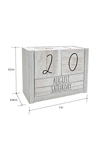Rae Dunn Perpetual Calendar - Desk Decor for Home, Office and Classroom - White Distressed Wooden Blocks with Date, Day of The Week, Month - Rustic, Farmhouse, Vintage, Antique, Shabby Chic, Boho - Image 3