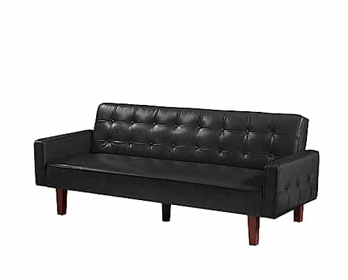 Eafurn 74.41" Faxu Leather Upholstered Futon Bed, Deep Button Tufted ...